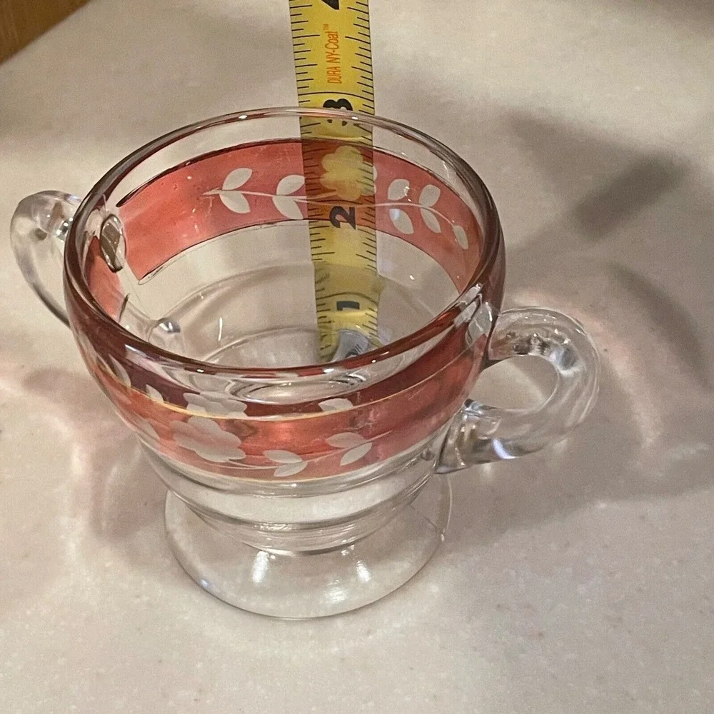 1950's Bartlett Collins ART DECO #52 Cut Open Sugar Bowl & Creamer Set Cranberry